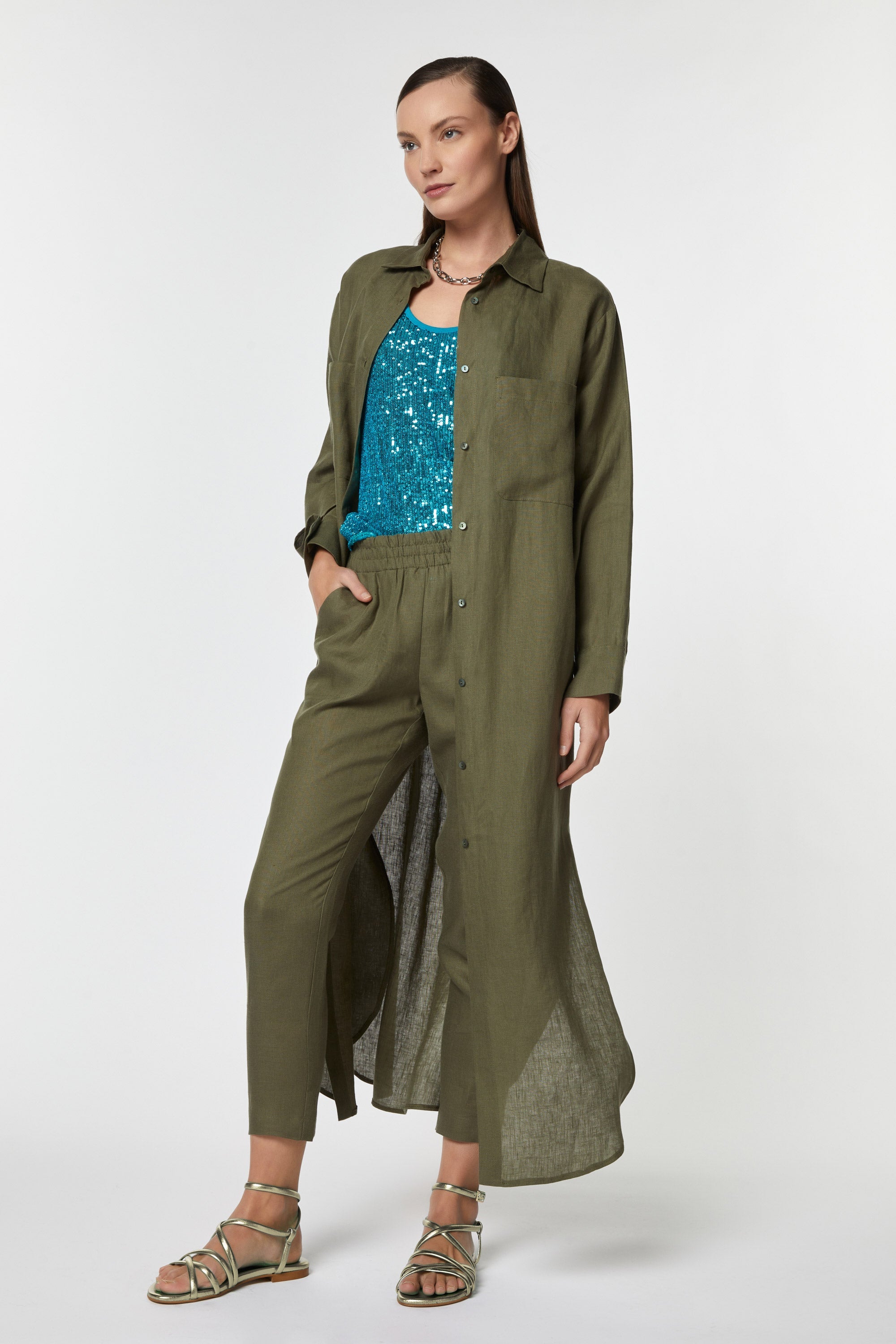 LINEN SLIM PANTS