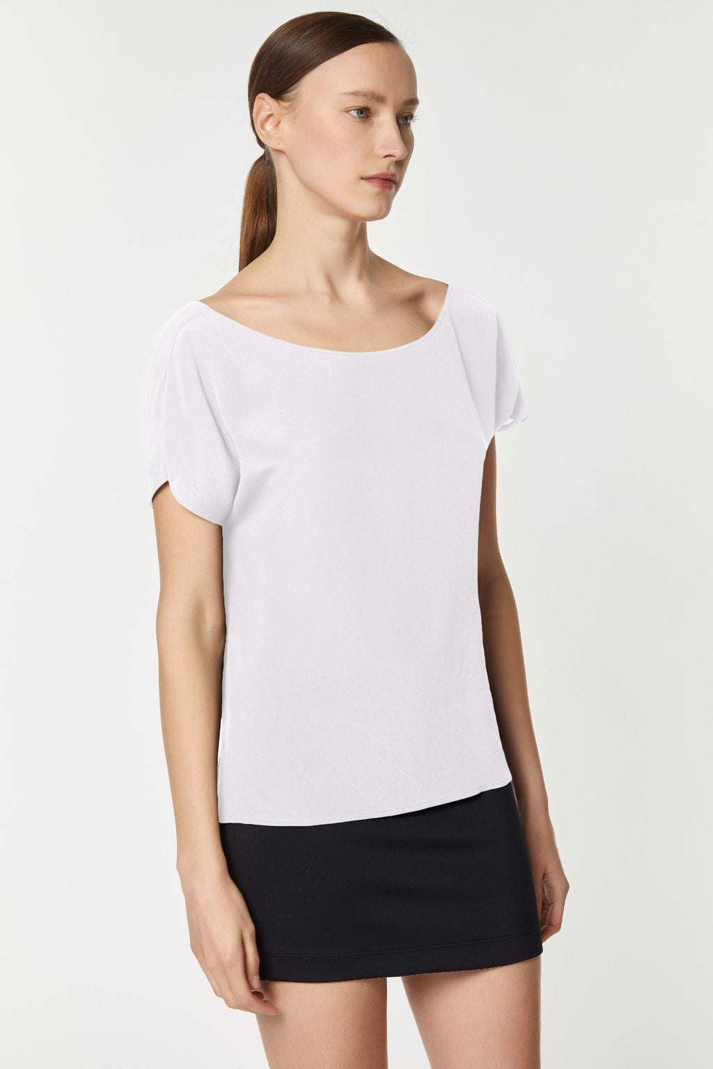 CROPPED T-SHIRT IN CRÊPE DE CHINE