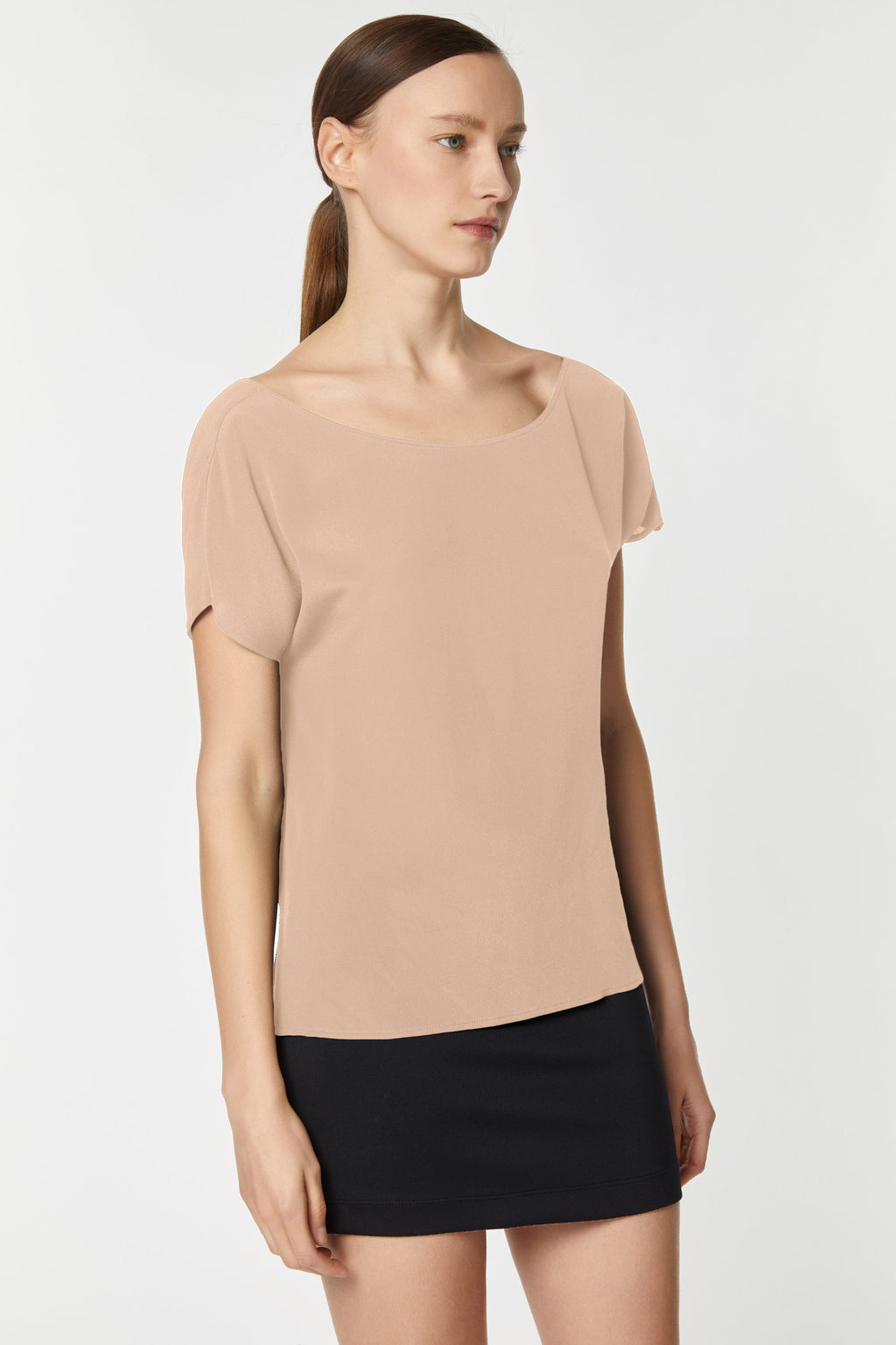 CROPPED T-SHIRT IN CRÊPE DE CHINE