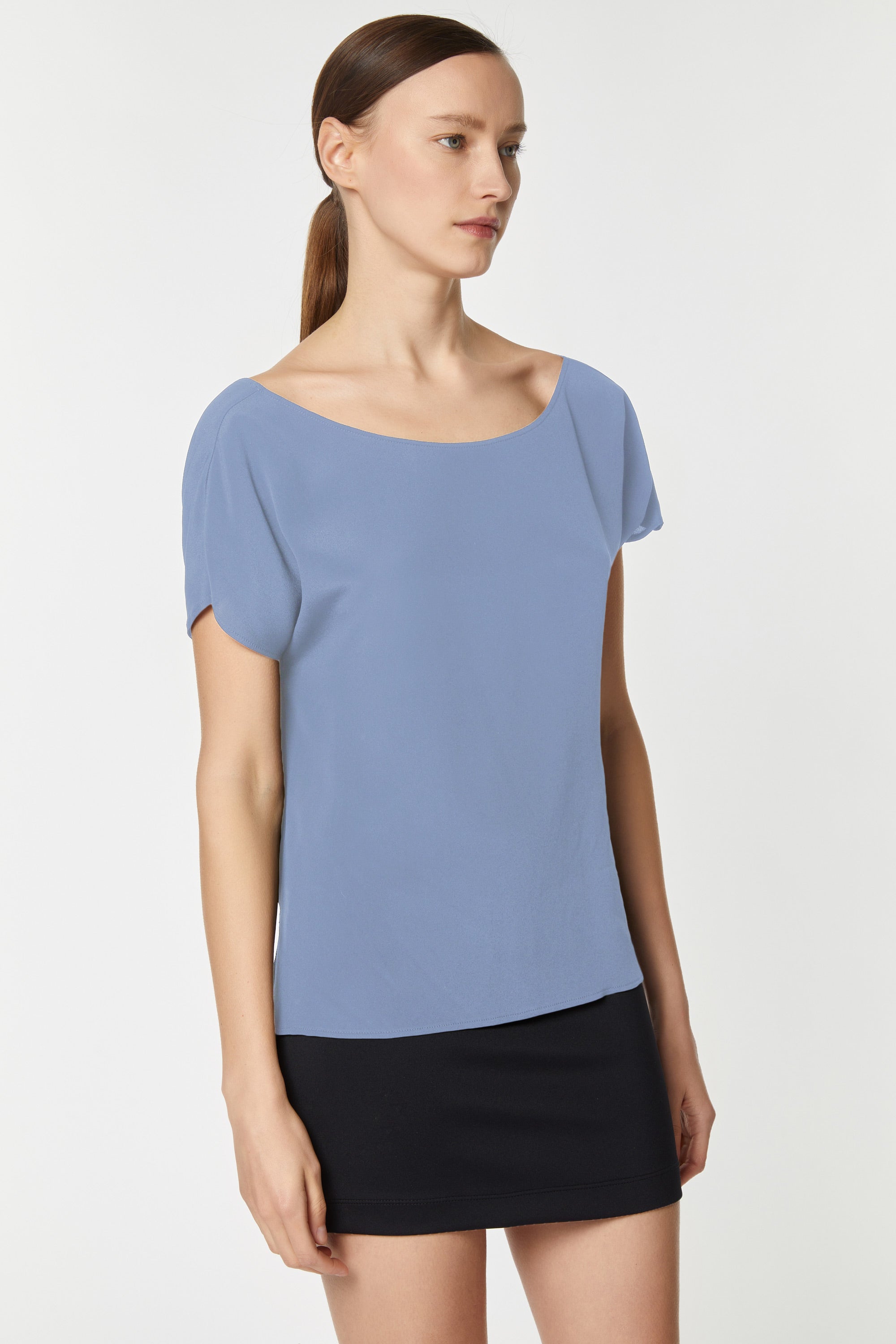 CROPPED T-SHIRT IN CRÊPE DE CHINE