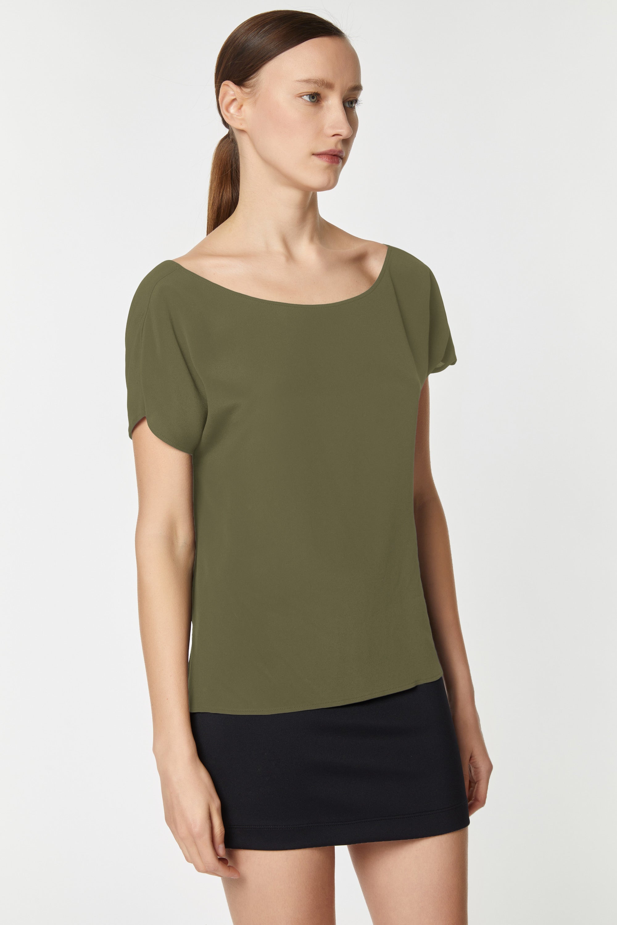 CROPPED T-SHIRT IN CRÊPE DE CHINE