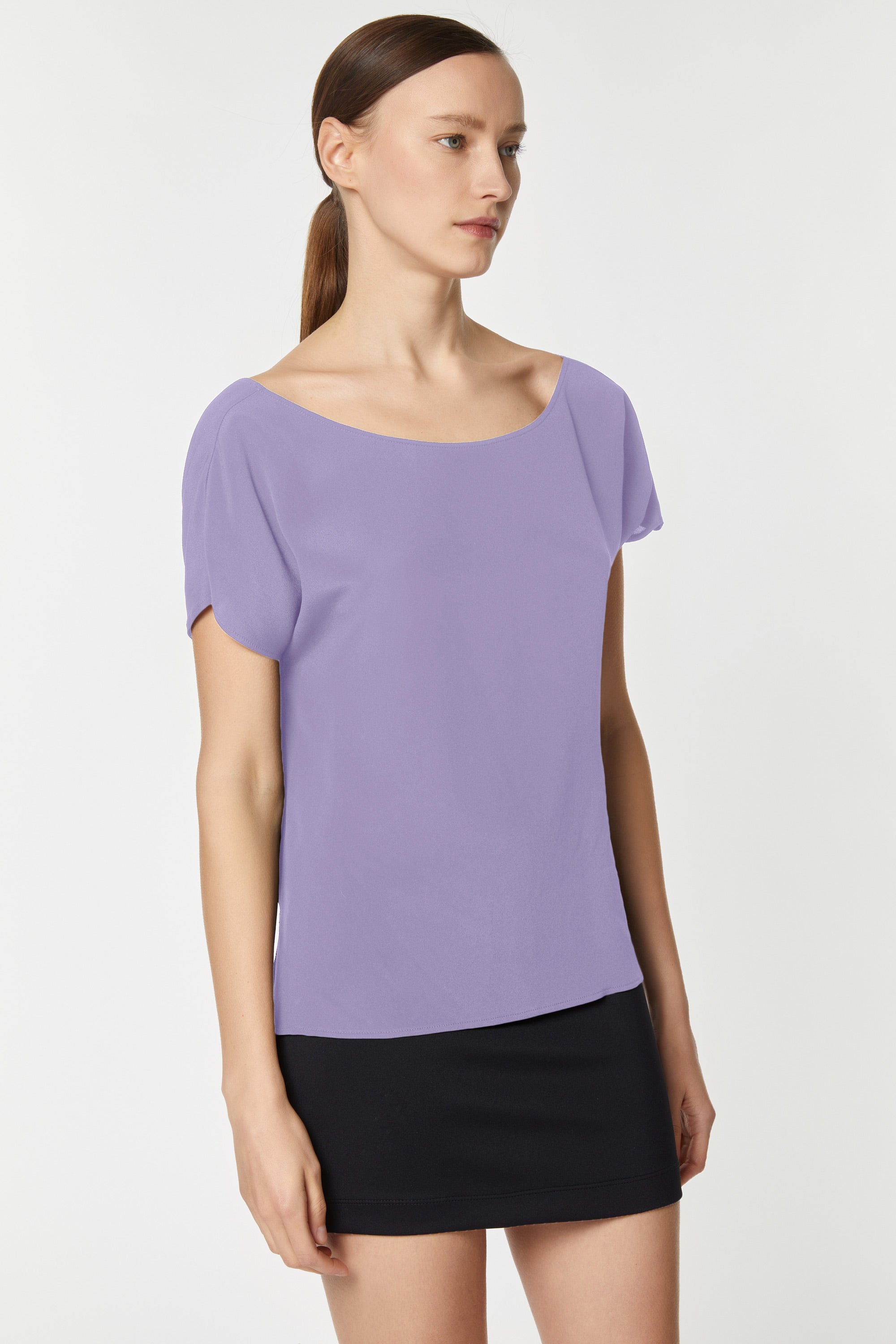 CROPPED T-SHIRT IN CRÊPE DE CHINE