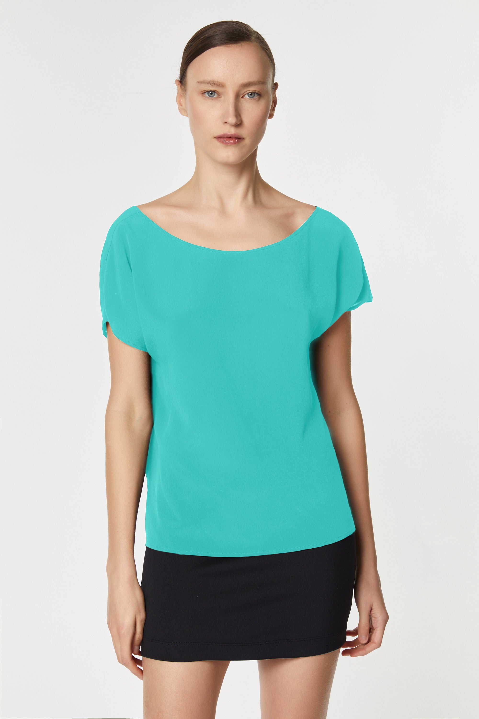 CROPPED T-SHIRT IN CRÊPE DE CHINE