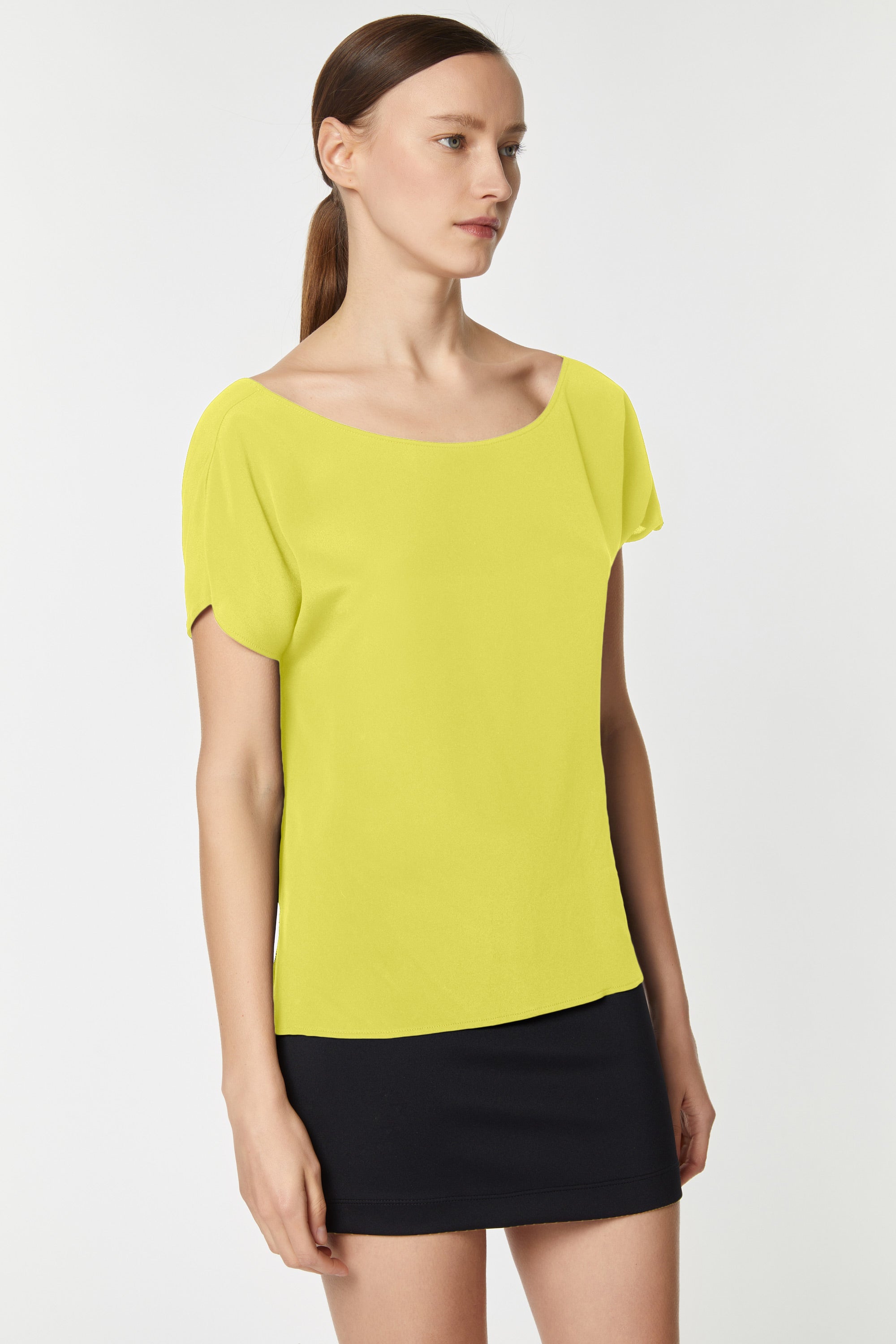 CROPPED T-SHIRT IN CRÊPE DE CHINE