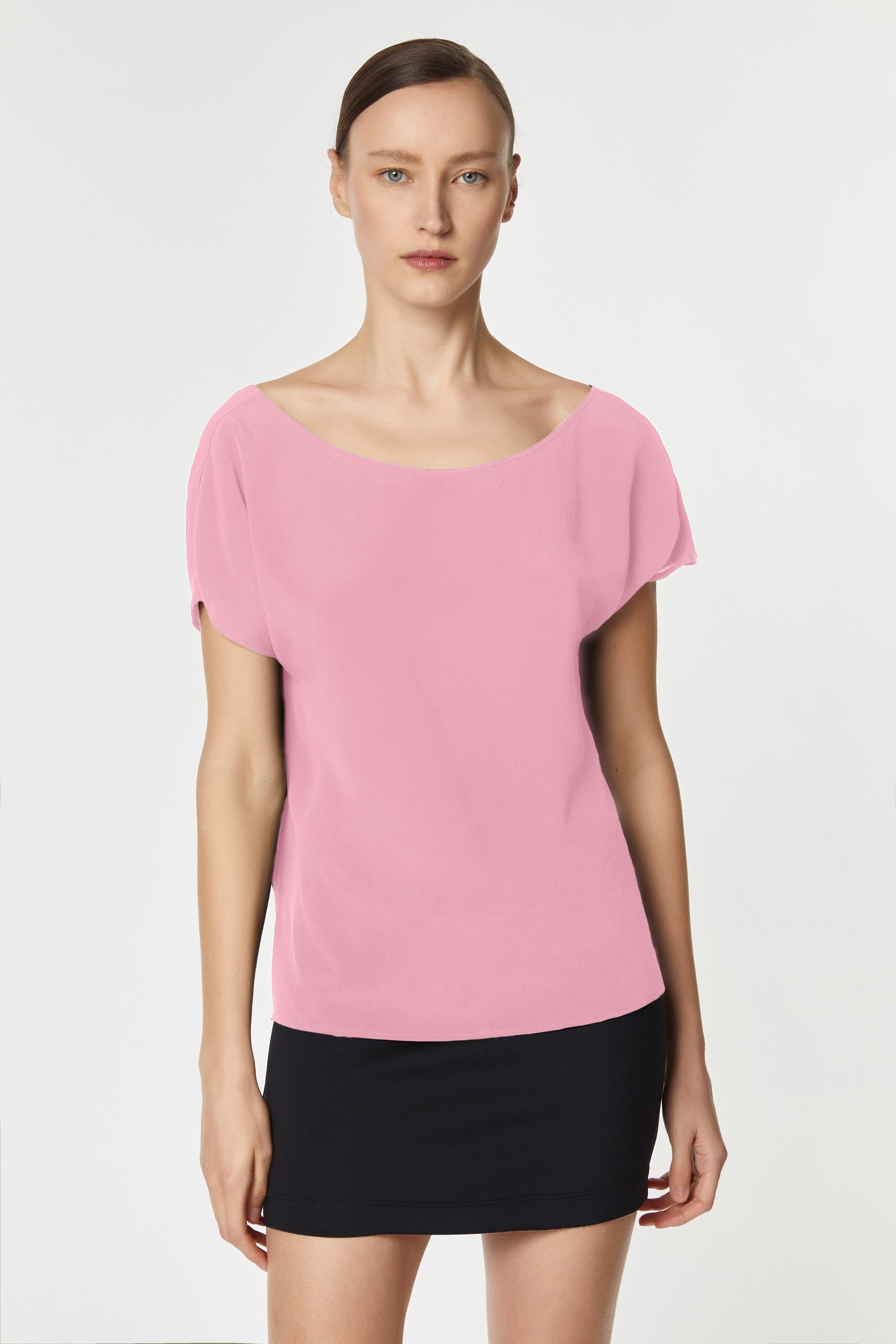 CROPPED T-SHIRT IN CRÊPE DE CHINE