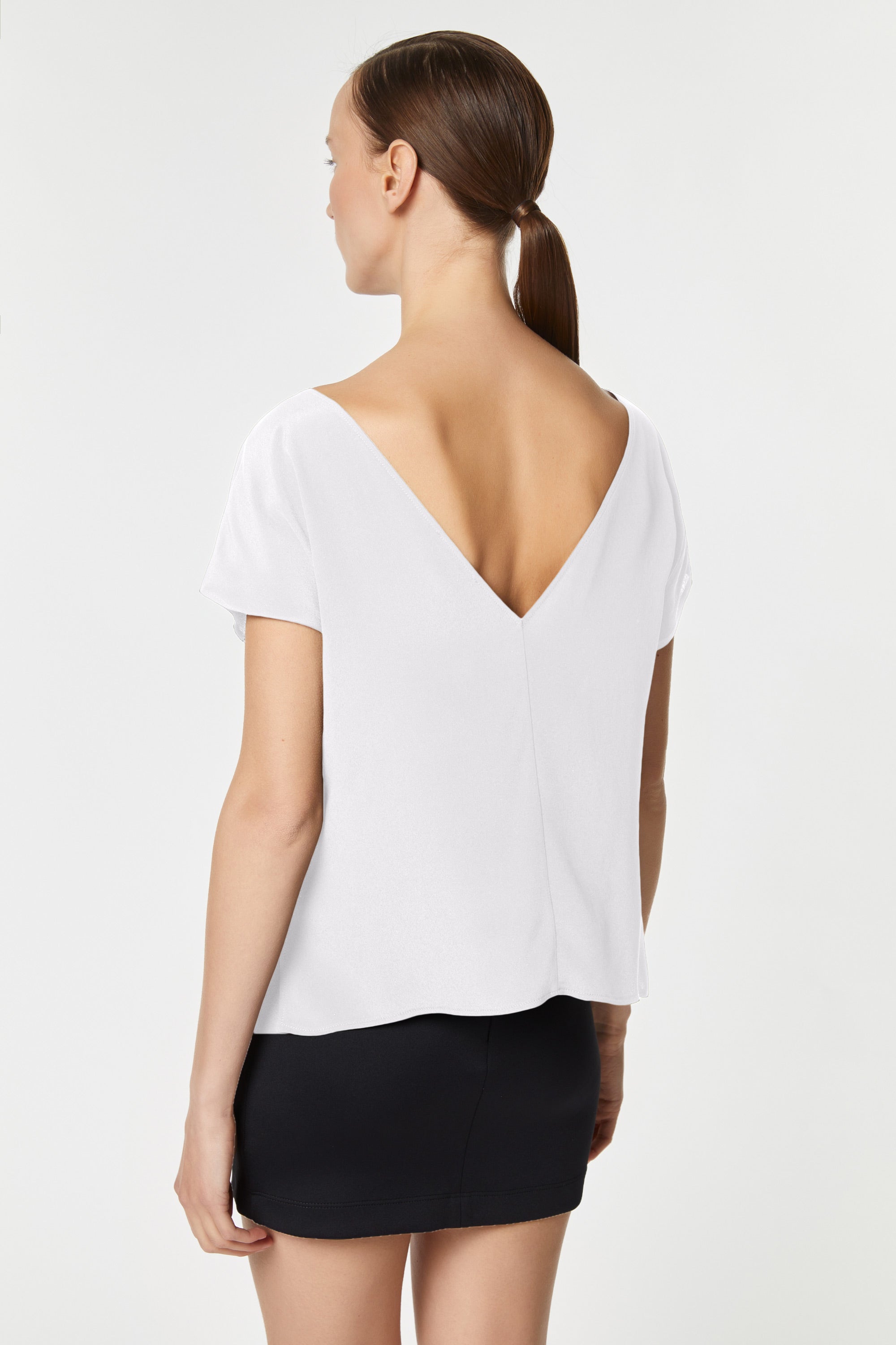 CROPPED T-SHIRT IN CRÊPE DE CHINE