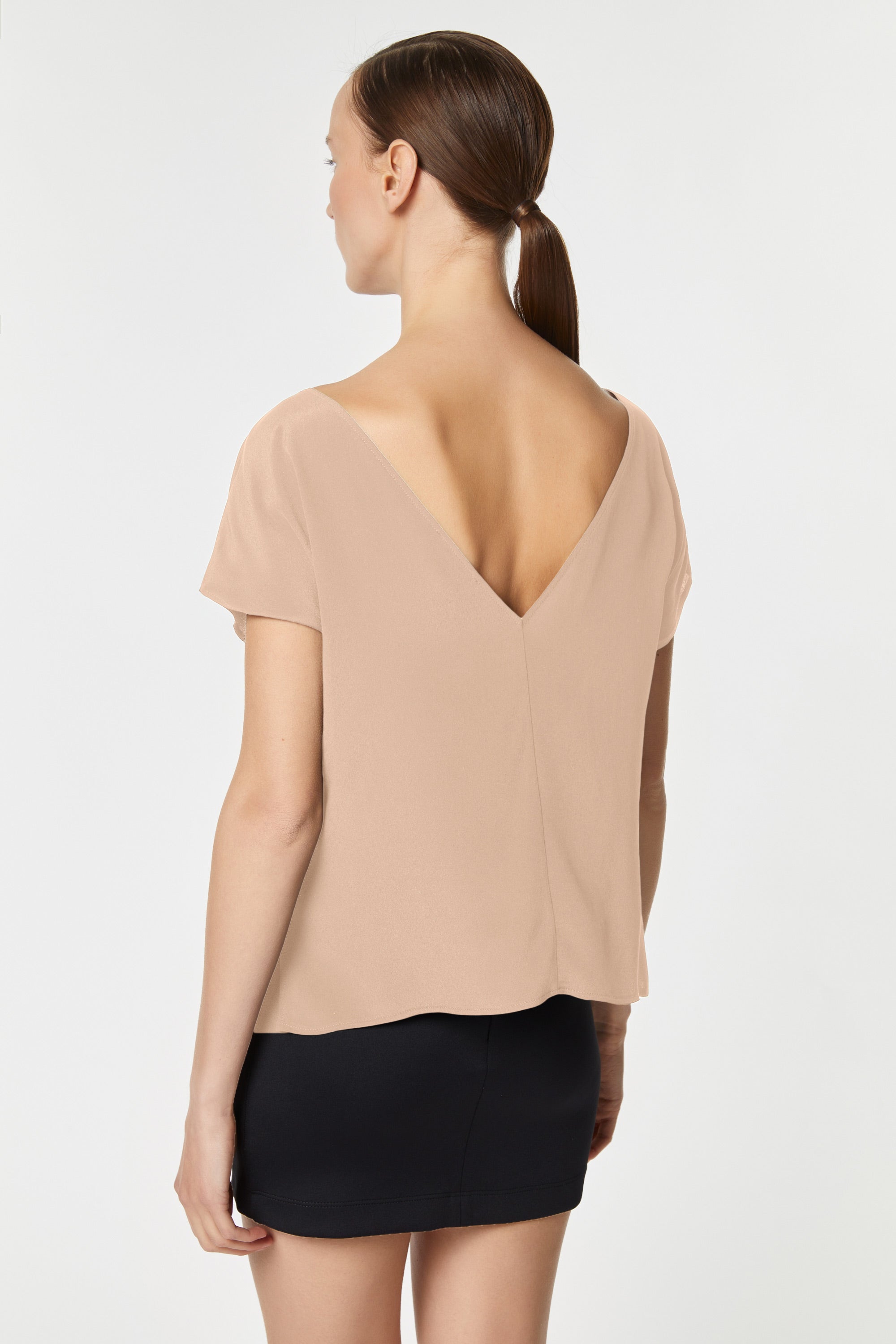 CROPPED T-SHIRT IN CRÊPE DE CHINE