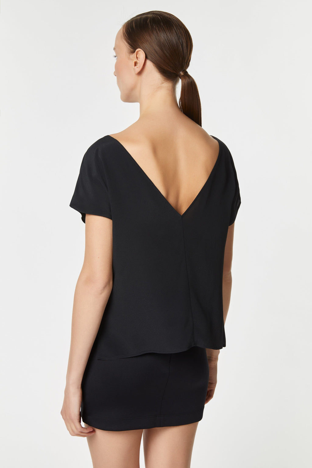 CROPPED T-SHIRT IN CRÊPE DE CHINE