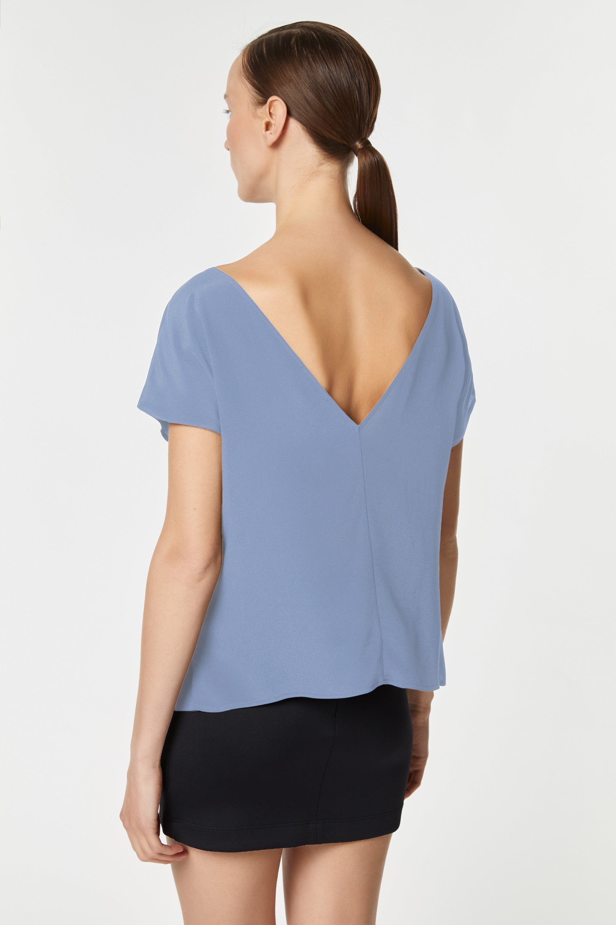 CROPPED T-SHIRT IN CRÊPE DE CHINE
