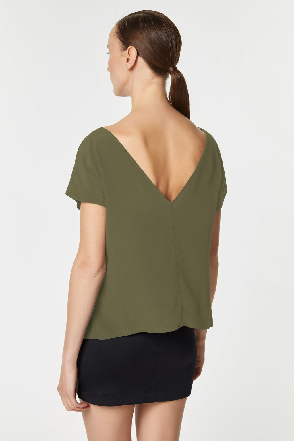 CROPPED T-SHIRT IN CRÊPE DE CHINE