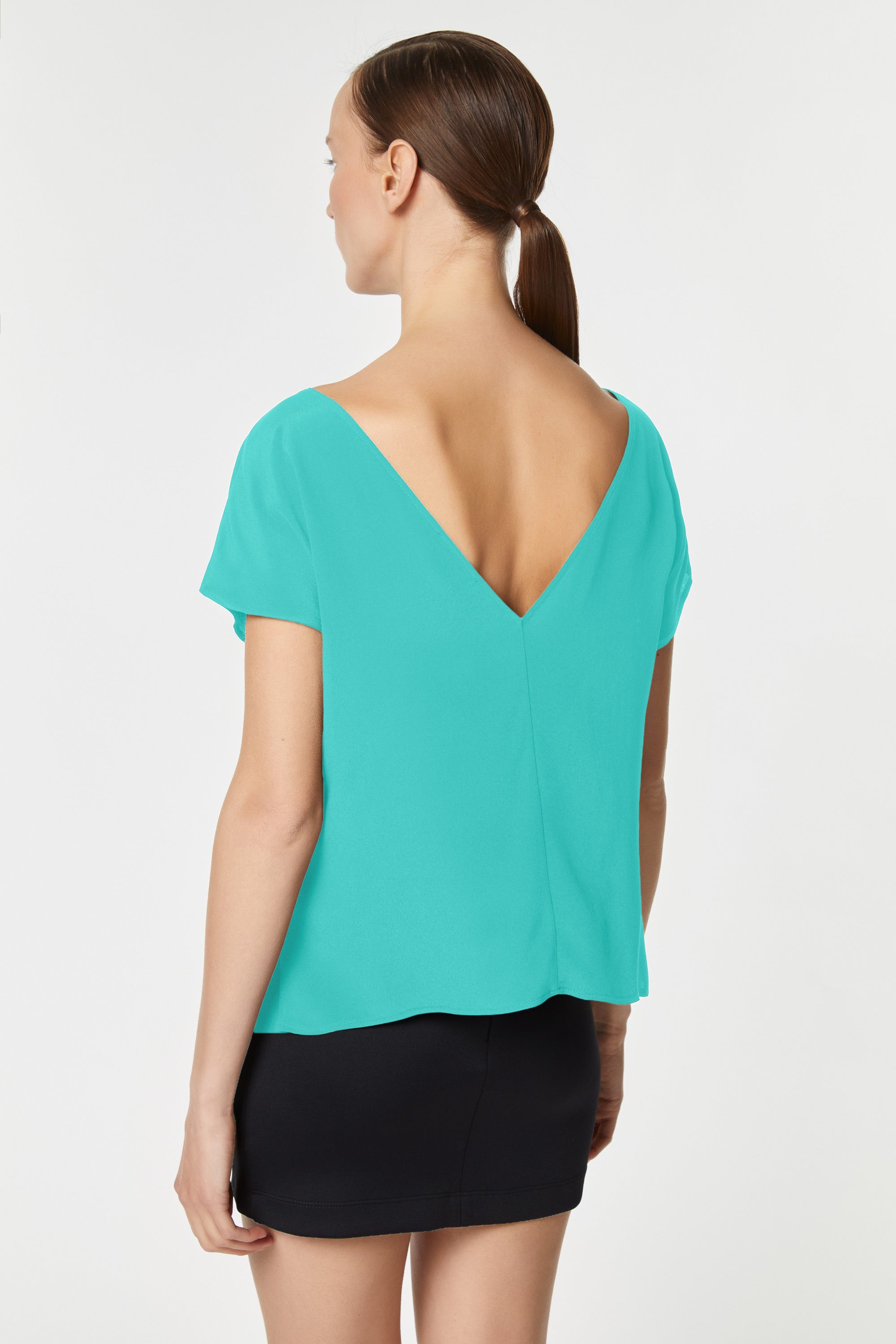 CROPPED T-SHIRT IN CRÊPE DE CHINE