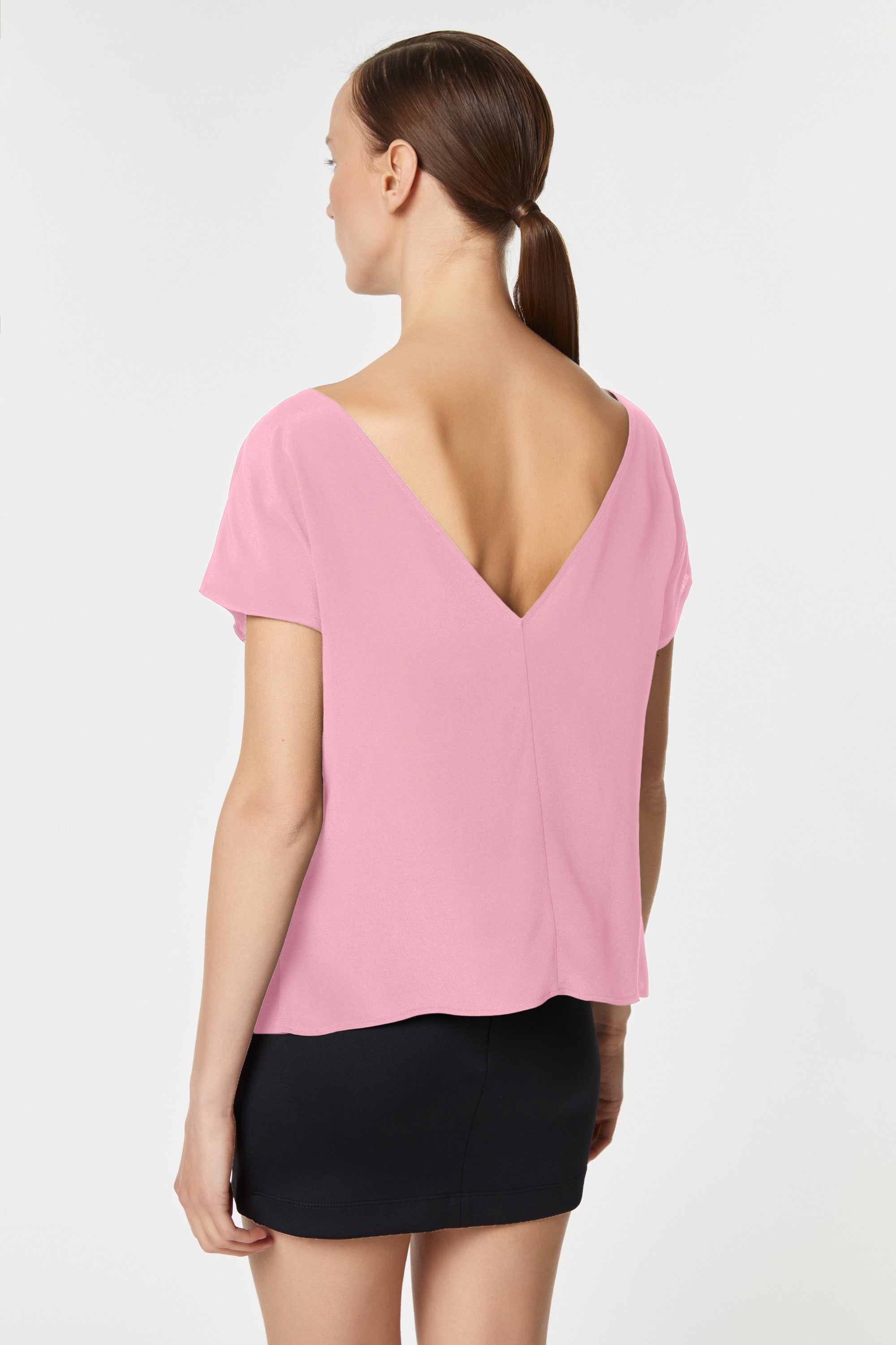 CROPPED T-SHIRT IN CRÊPE DE CHINE
