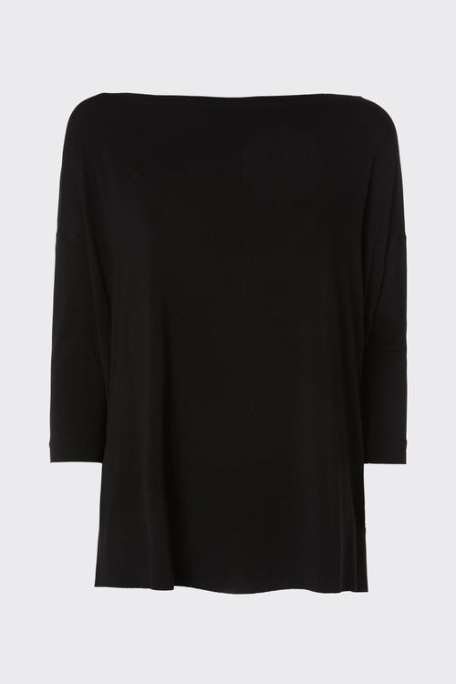 CREW-NECK TOP IN A LIGHT STRETCHY VISCOSE JERSEY WITH A DEEP V-BACK