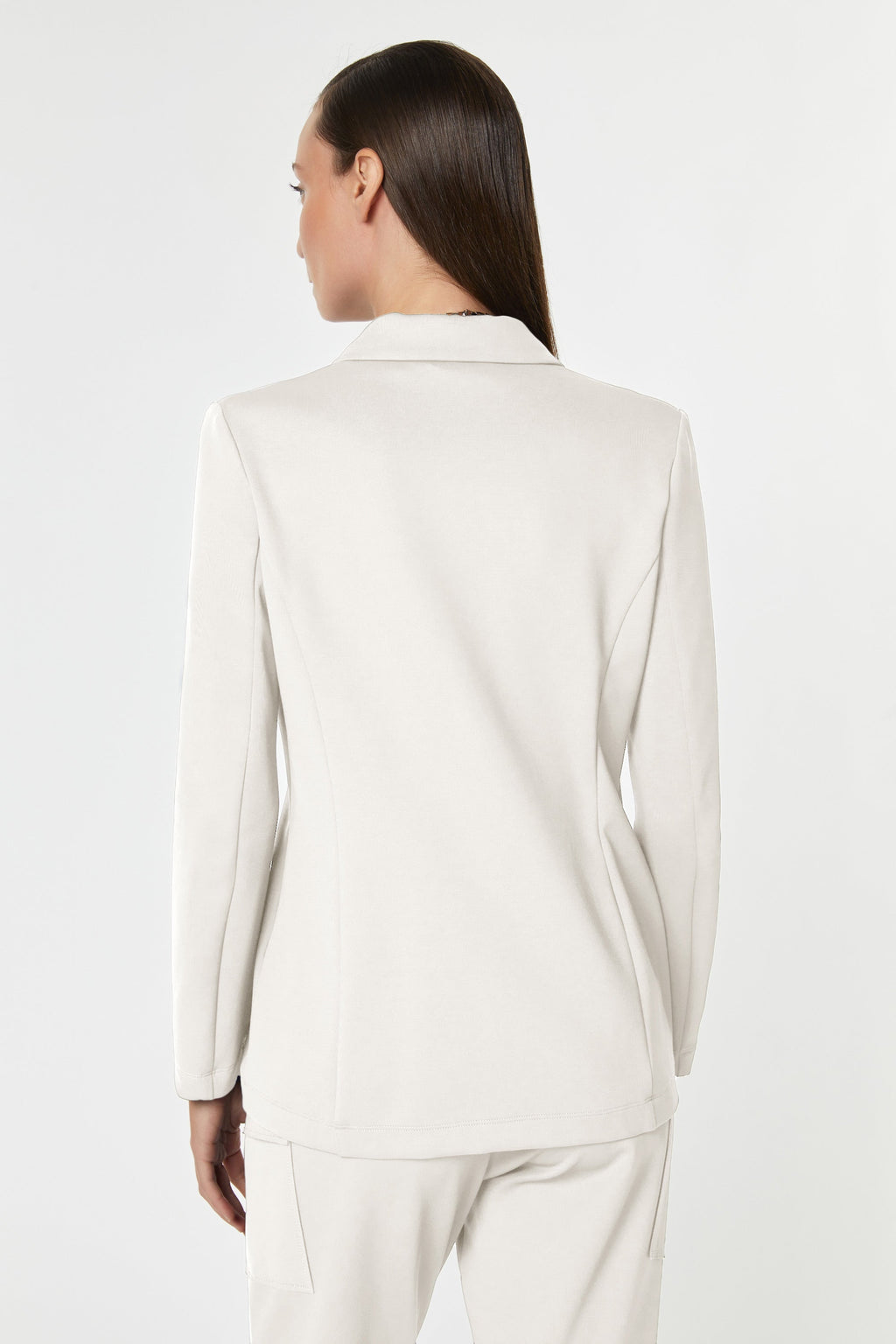 DOUBLE-BREASTED BLAZER IN STRETCHY TECHNICAL JERSEY WITH GOLD BUTTONS