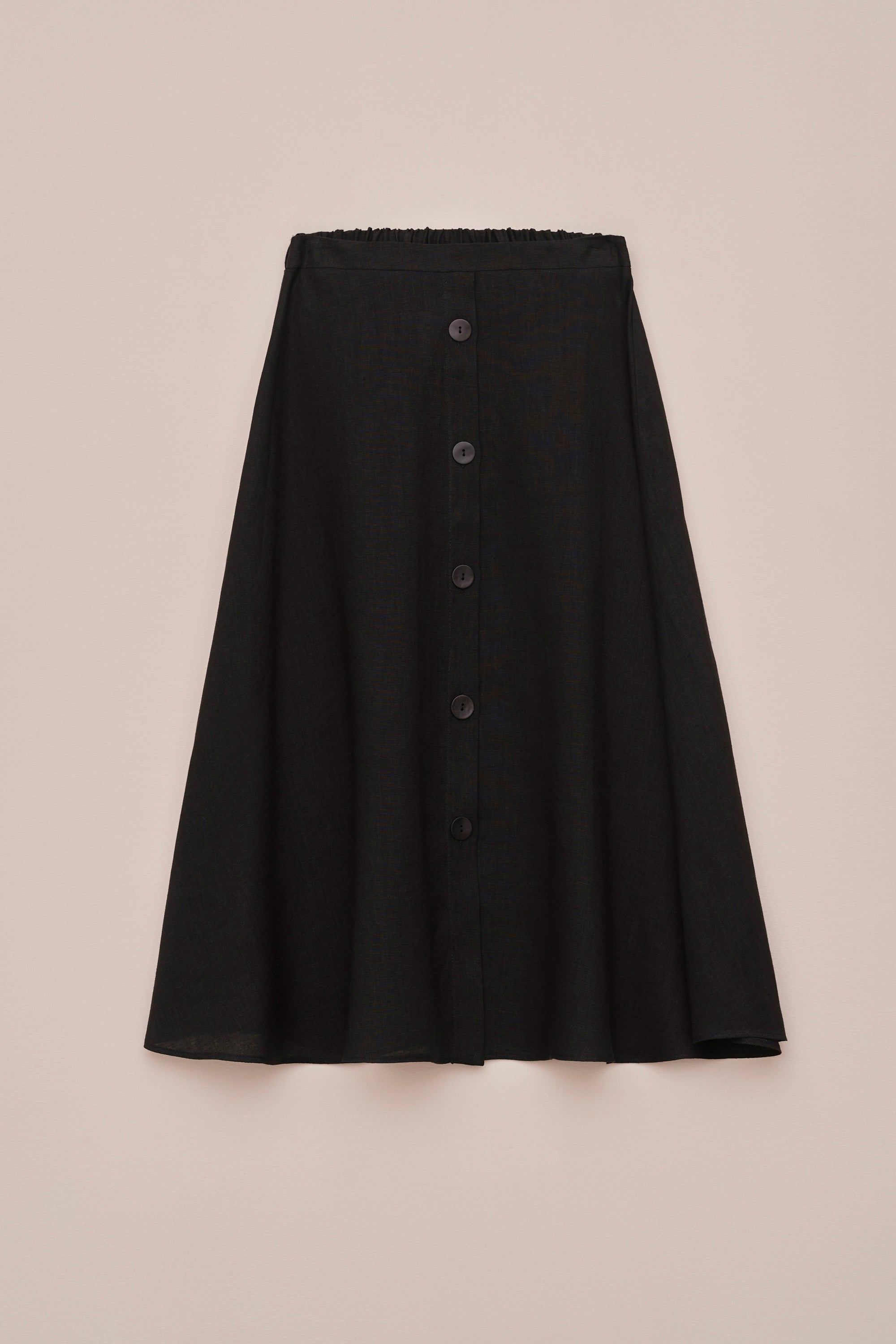 FLARED LINEN SKIRT WITH MOTHER-OF-PEARL BUTTONS