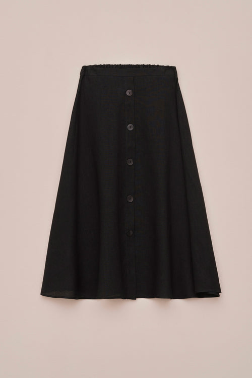 FLARED LINEN SKIRT WITH MOTHER-OF-PEARL BUTTONS