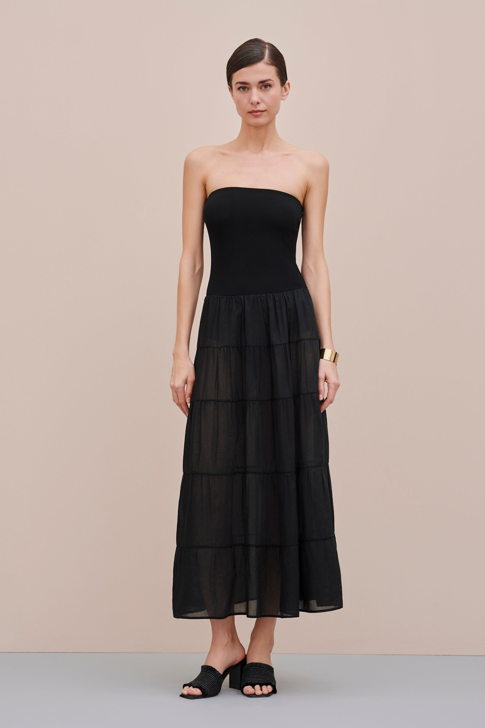 MUSLIN FLOUNCE DRESS WITH JERSEY BODICE