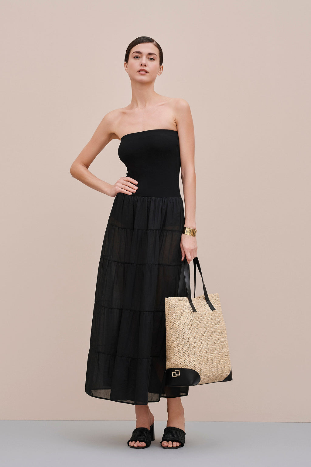 MUSLIN FLOUNCE DRESS WITH JERSEY BODICE
